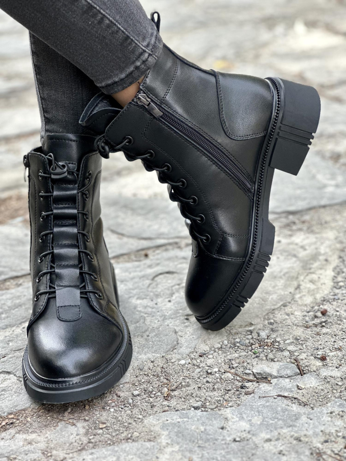 Botki damskie ze skóry naturalnej