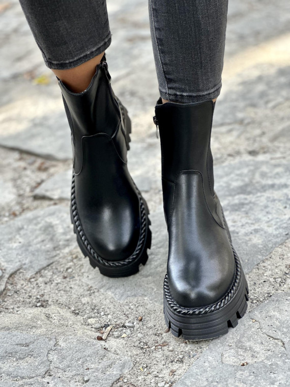 Eleganckie botki ze skóry naturalnej