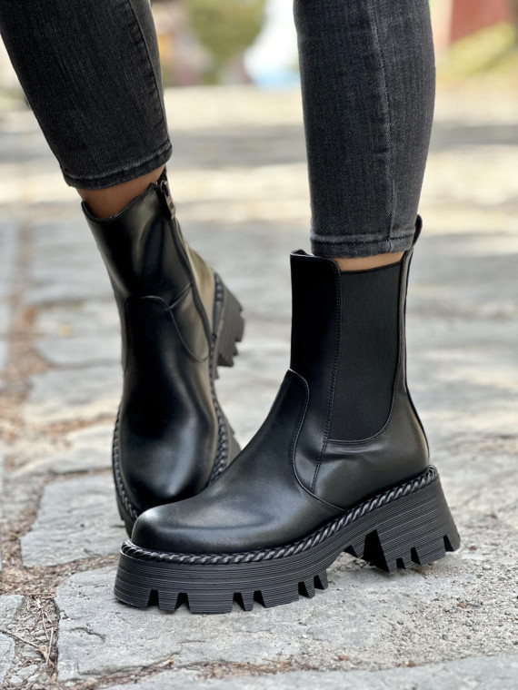 Eleganckie botki ze skóry naturalnej