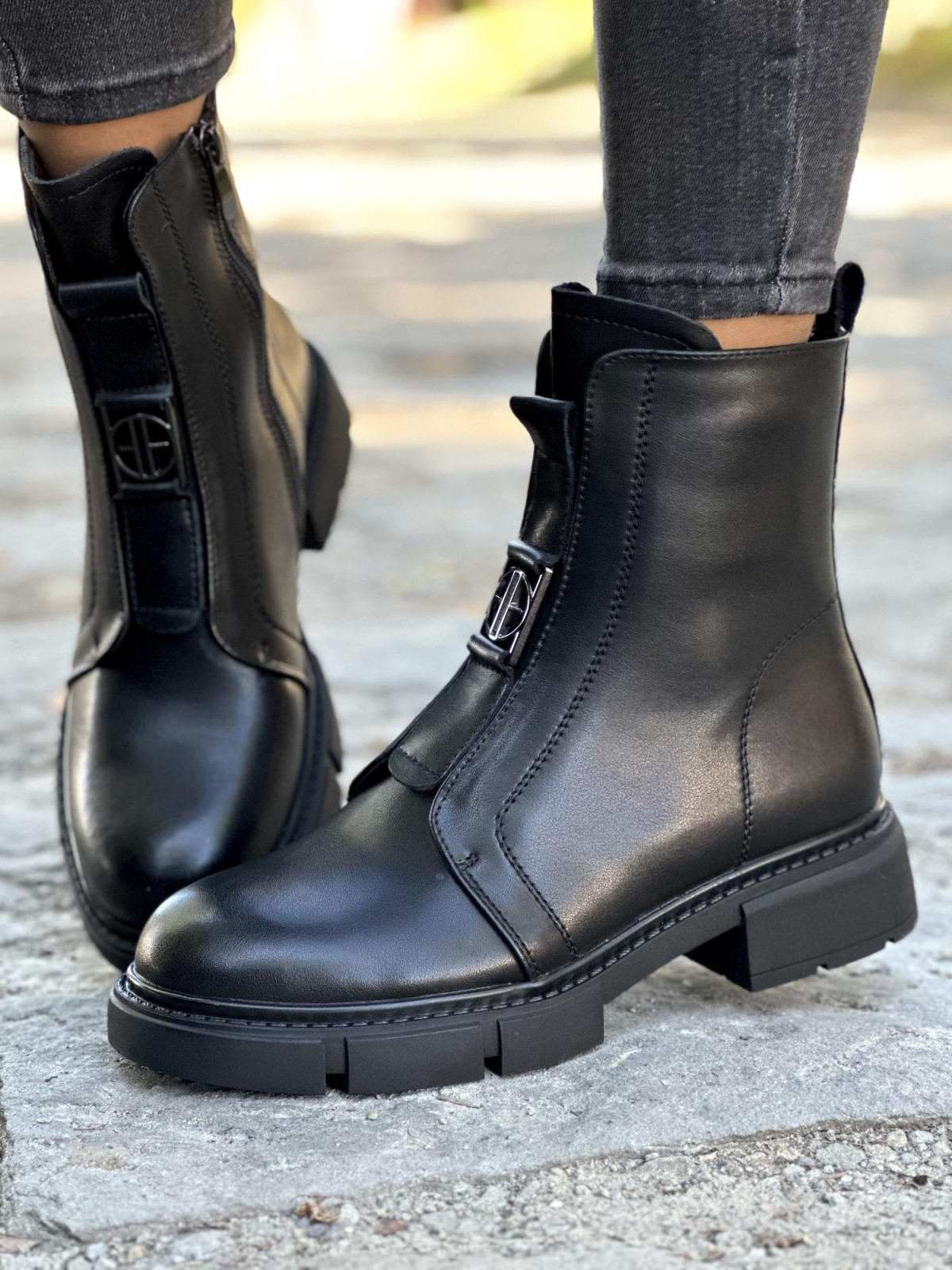 Eleganckie botki ze skóry naturalnej