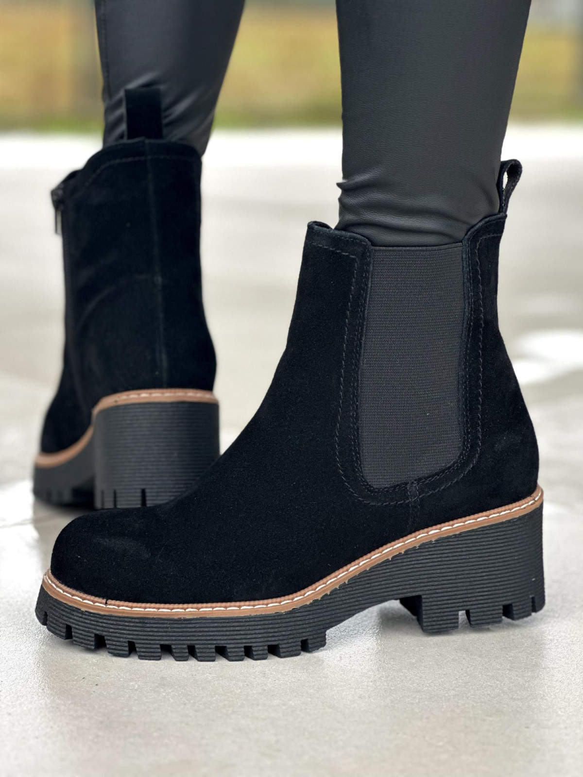 Eleganckie botki ze skóry naturalnej