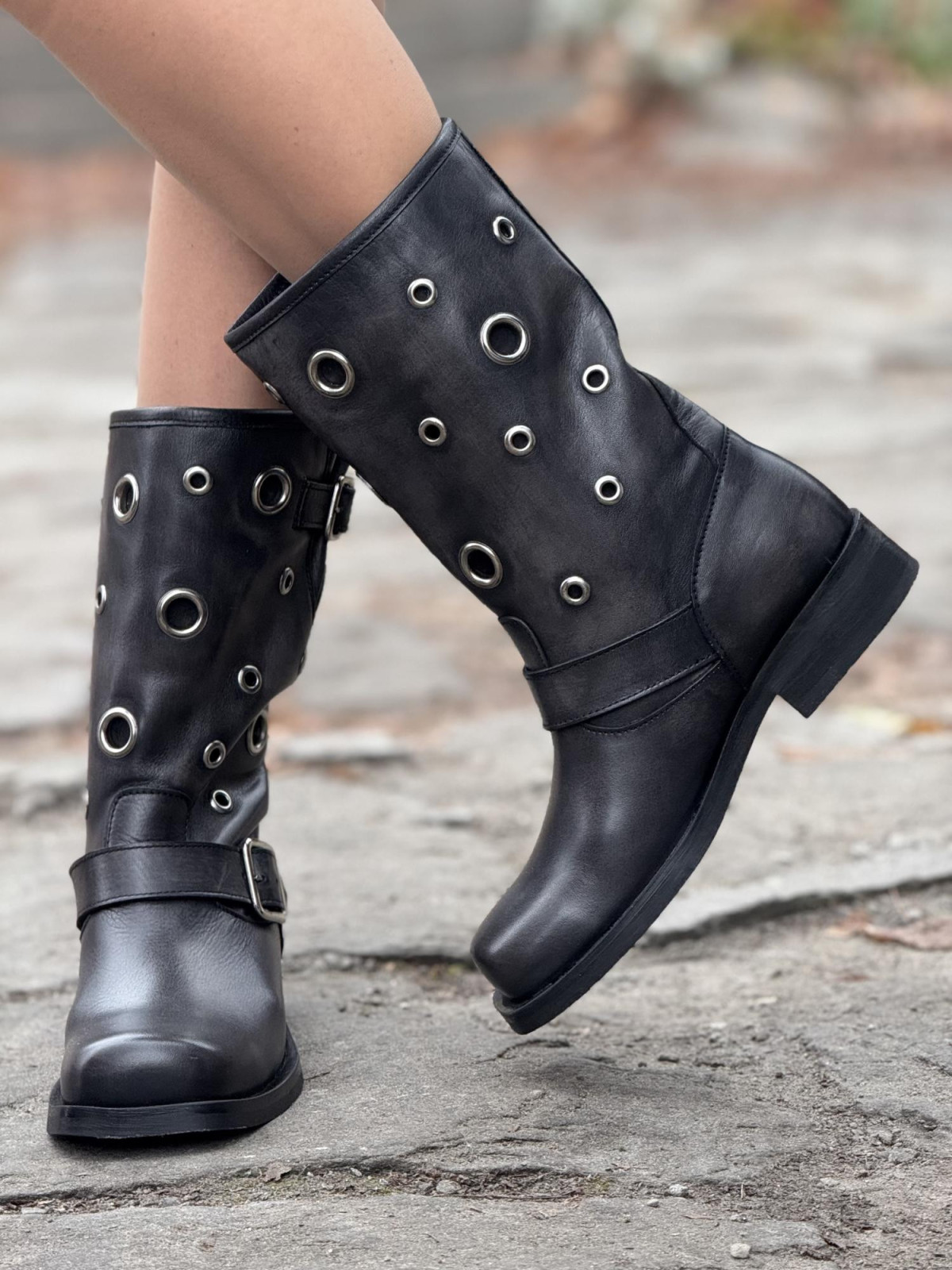 Botki damskie ze skóry naturalnej