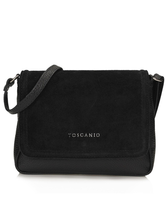 Piękna mała czarna torebka ze skóry naturalnej