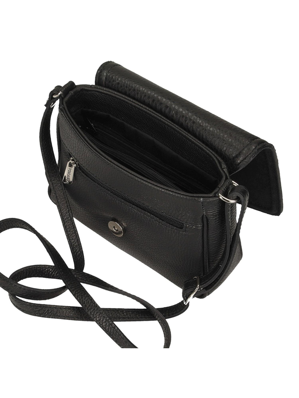 Piękna mała czarna torebka ze skóry naturalnej