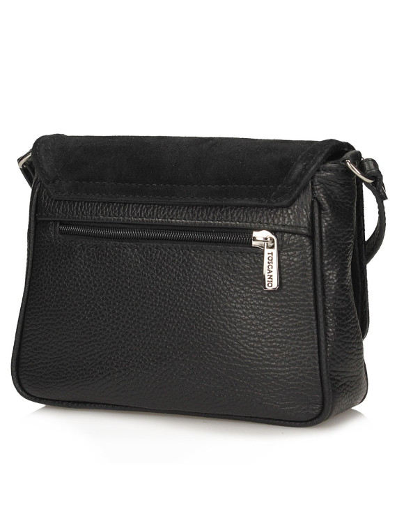 Piękna mała czarna torebka ze skóry naturalnej