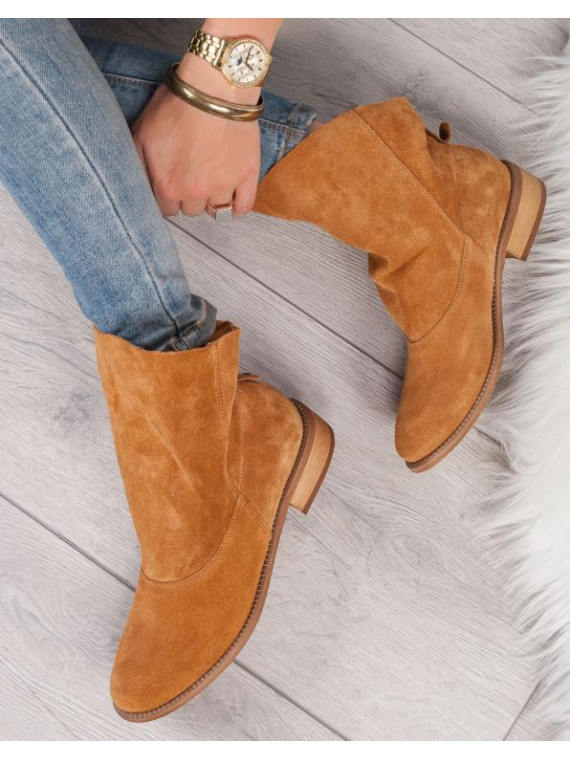 Rude botki damskie skórzane