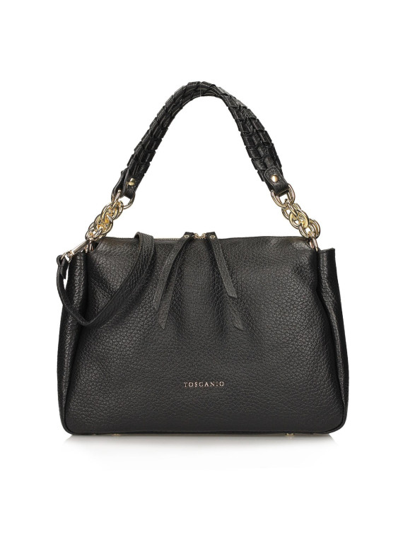 Czarna Torebka damska ze skóry naturalnej