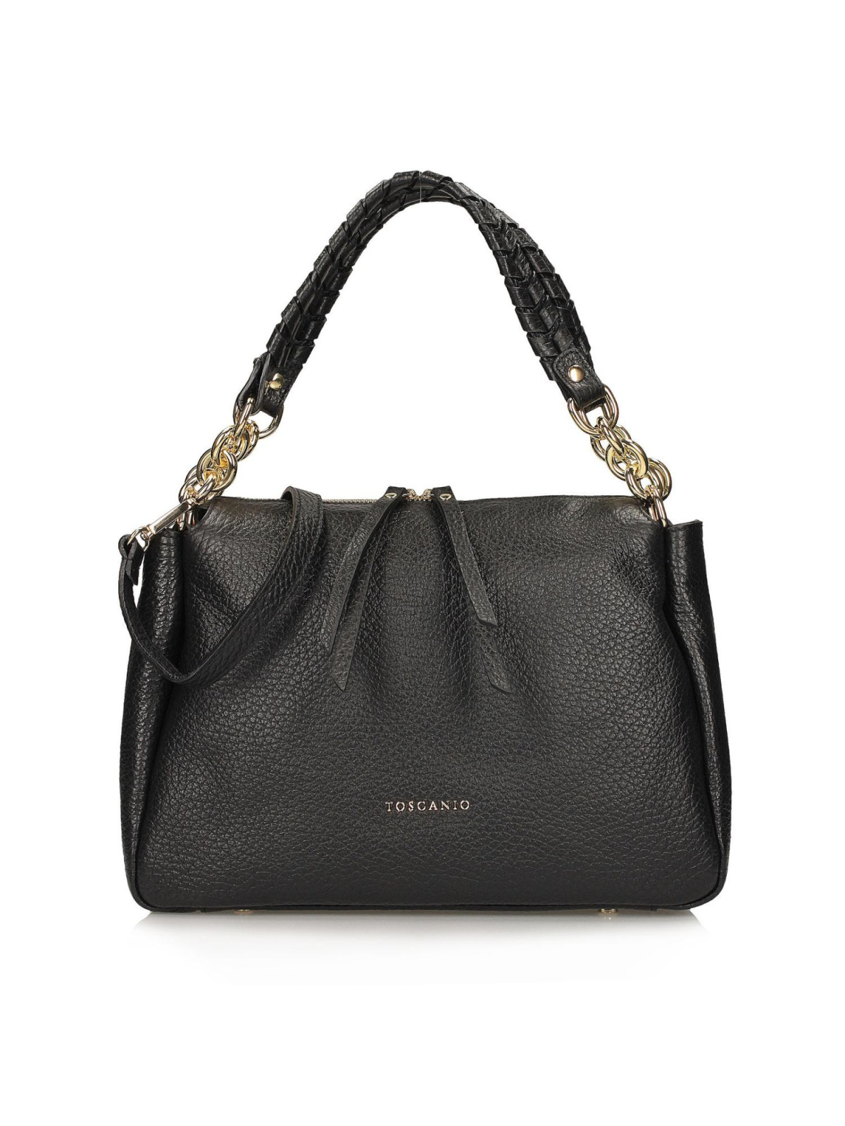 Czarna Torebka damska ze skóry naturalnej