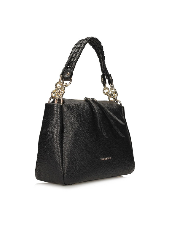 Czarna Torebka damska ze skóry naturalnej