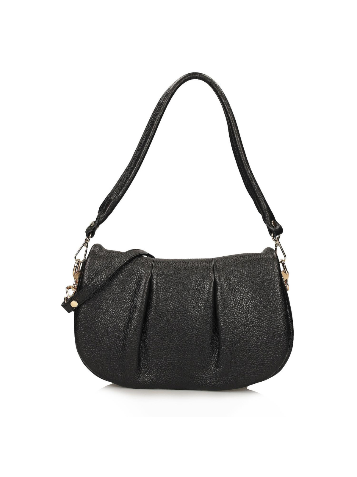 Czarna Torebka damska ze skóry naturalnej