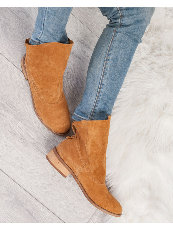 Rude botki damskie skórzane