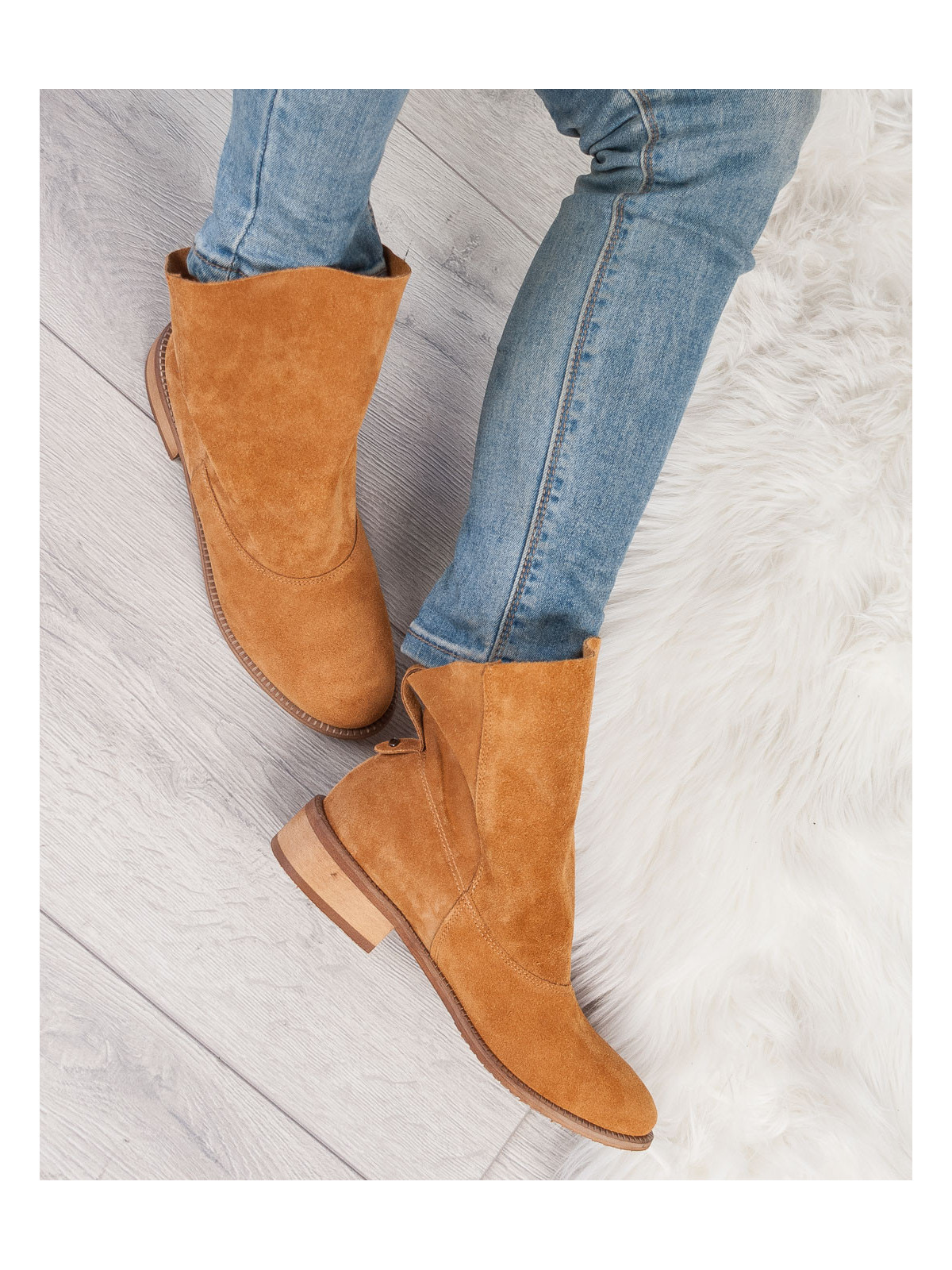 Rude botki damskie skórzane