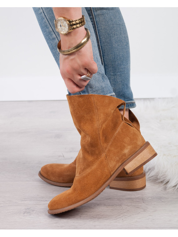 Rude botki damskie skórzane