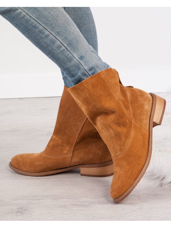 Rude botki damskie skórzane