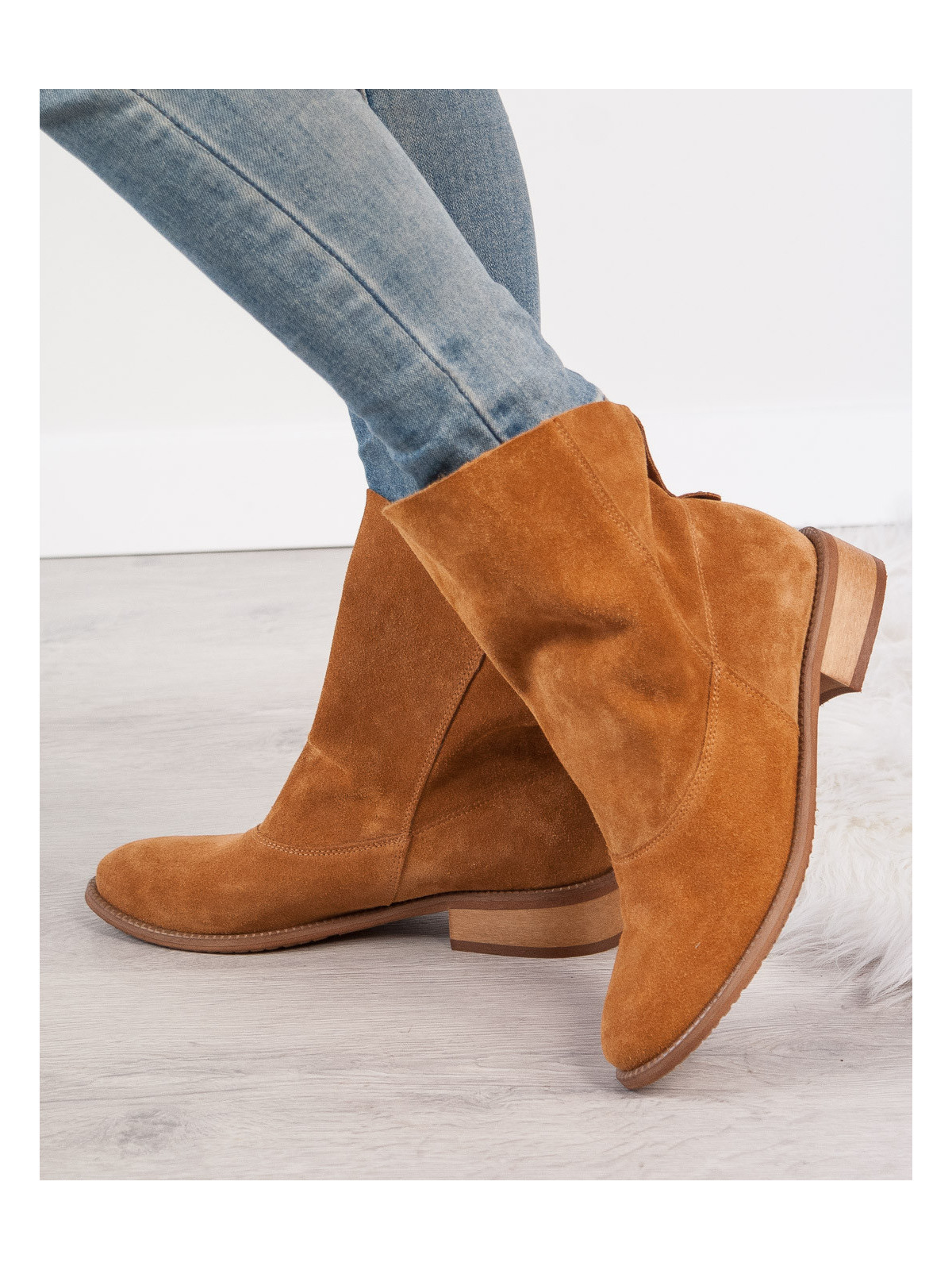 Rude botki damskie skórzane