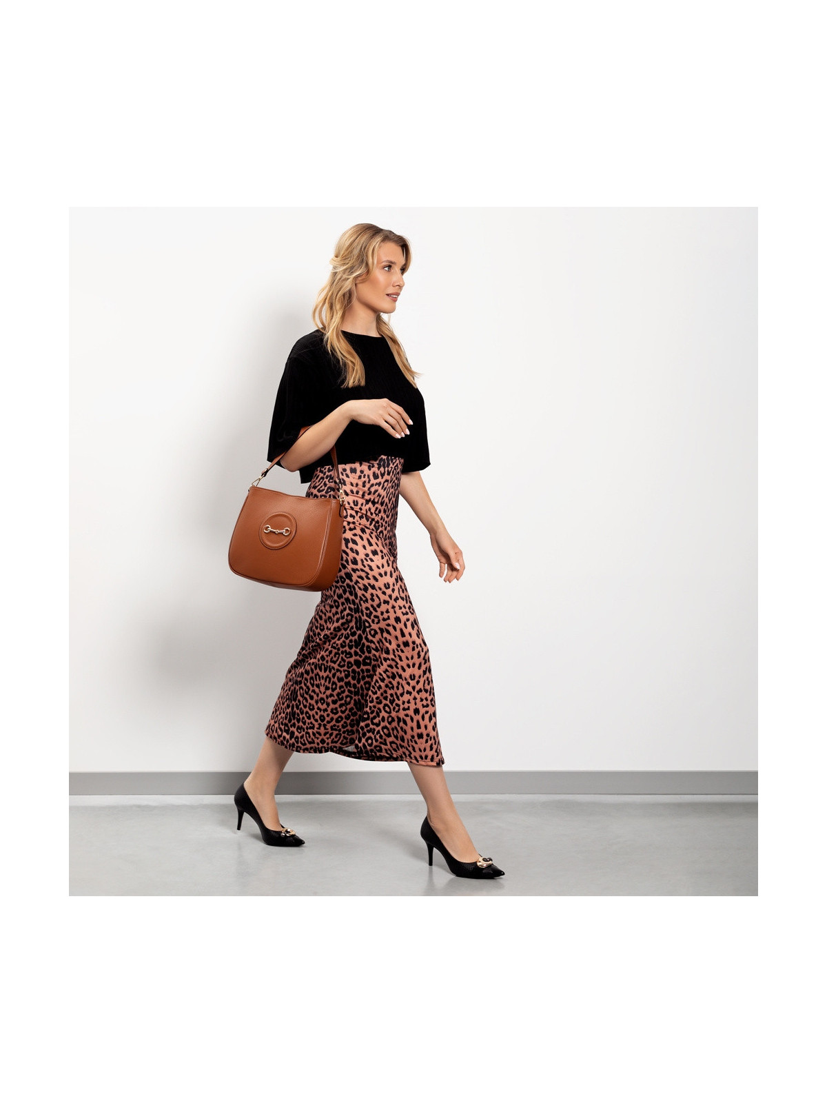 Ruda torebka damska ze skóry naturalnej