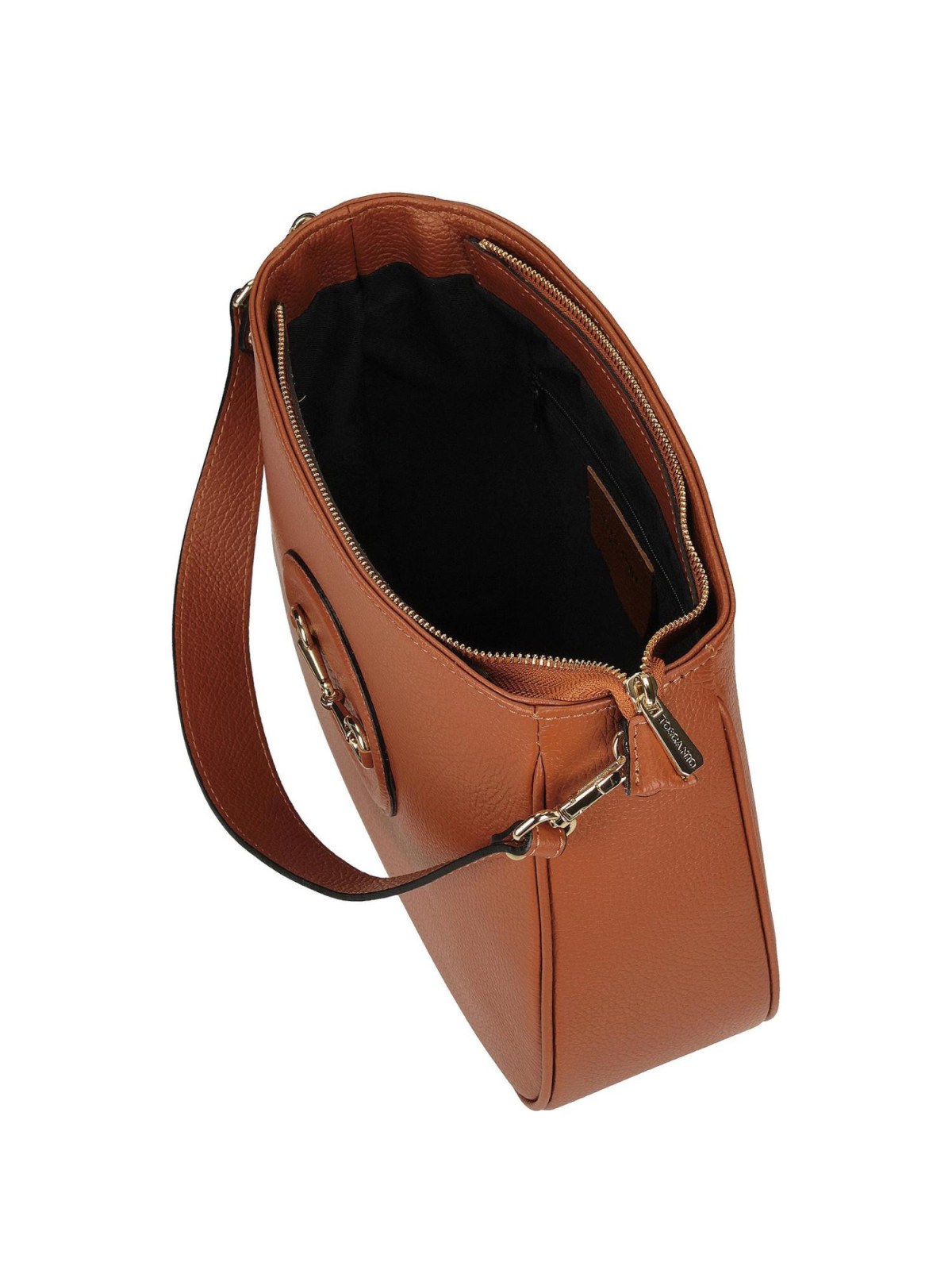 Ruda torebka damska ze skóry naturalnej