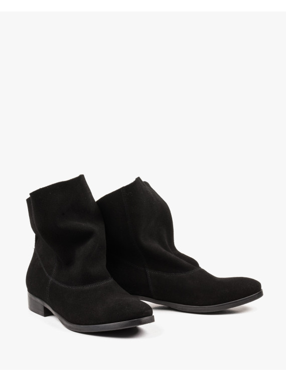 Czarne botki damskie skórzane