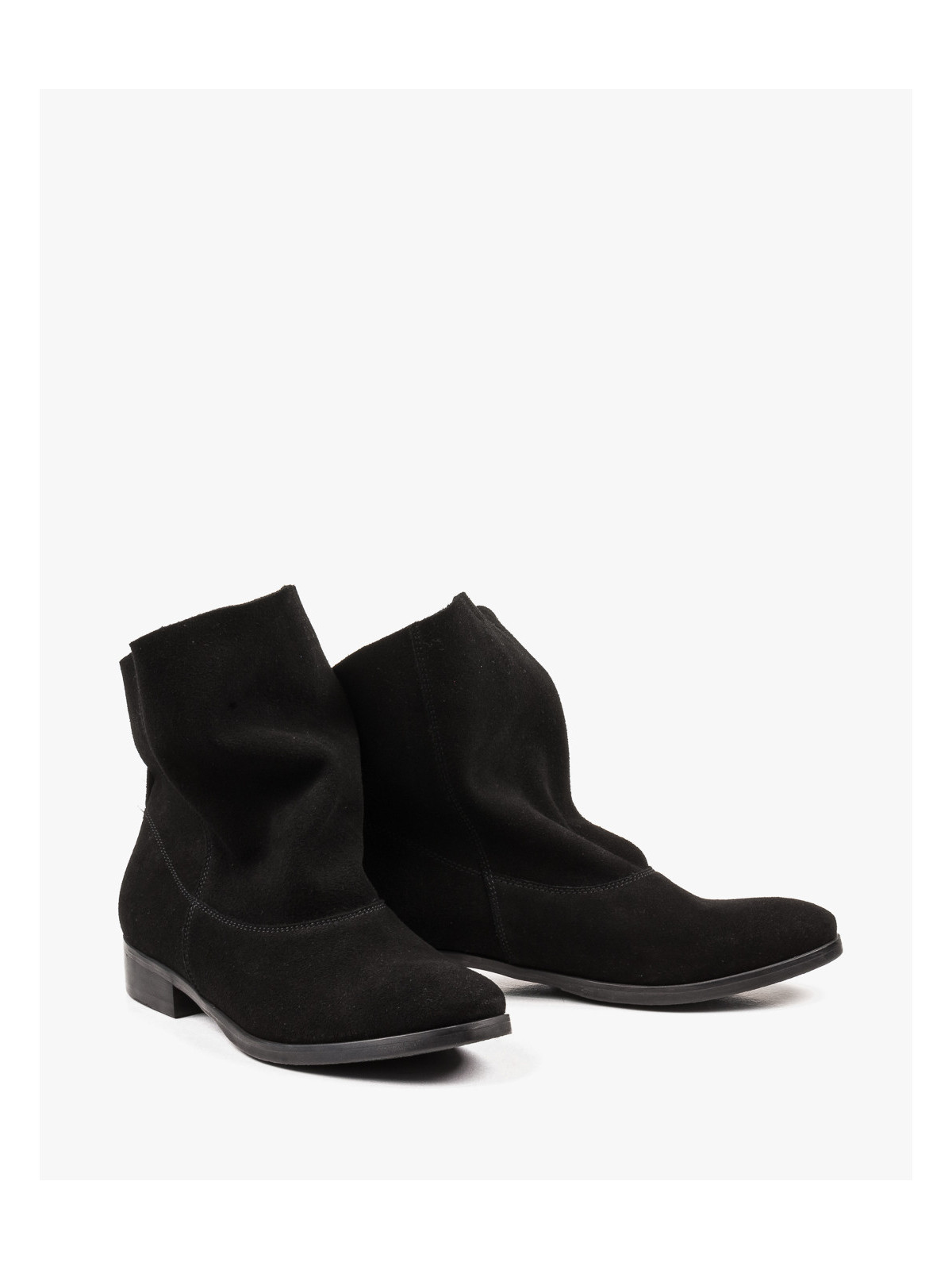 Czarne botki damskie skórzane