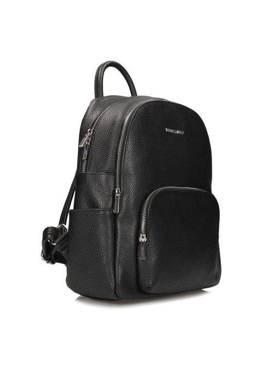 Czarny plecak damski ze skóry naturalnej