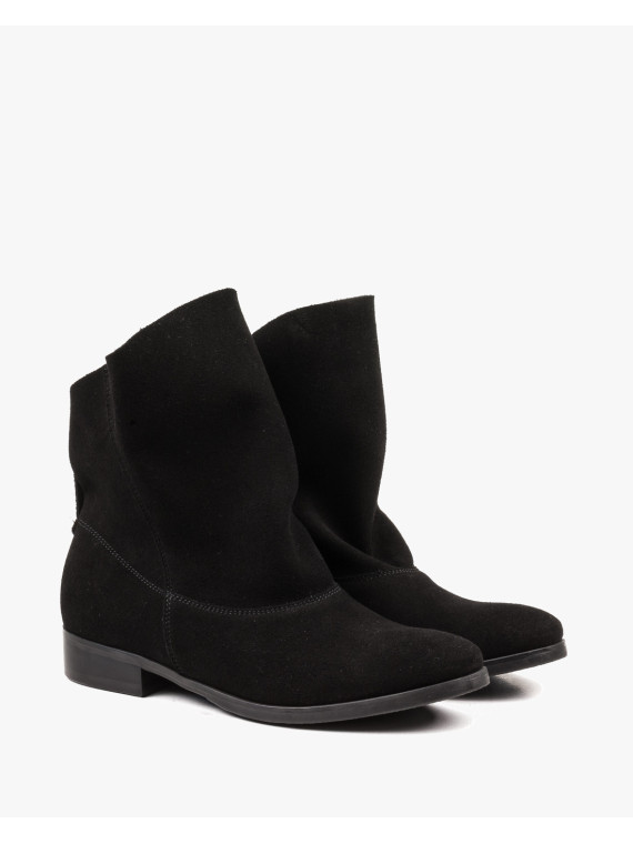 Czarne botki damskie skórzane
