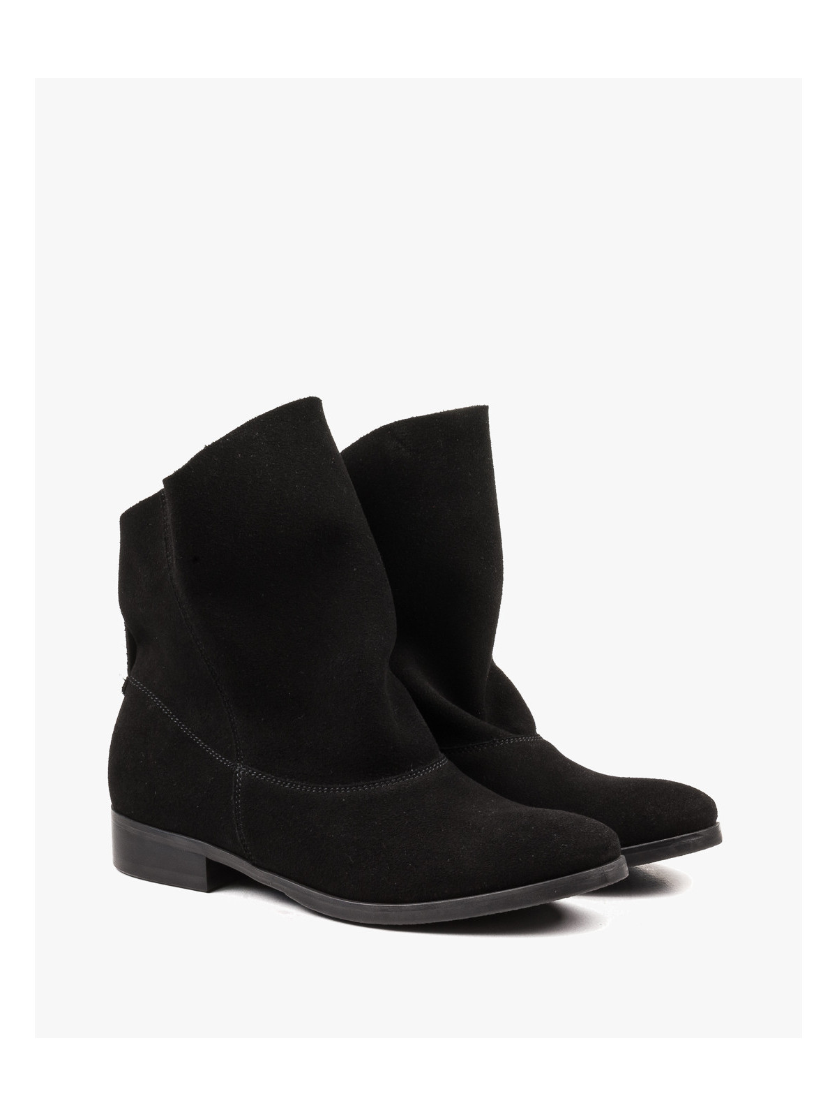 Czarne botki damskie skórzane