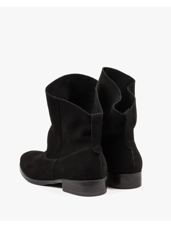 Czarne botki damskie skórzane