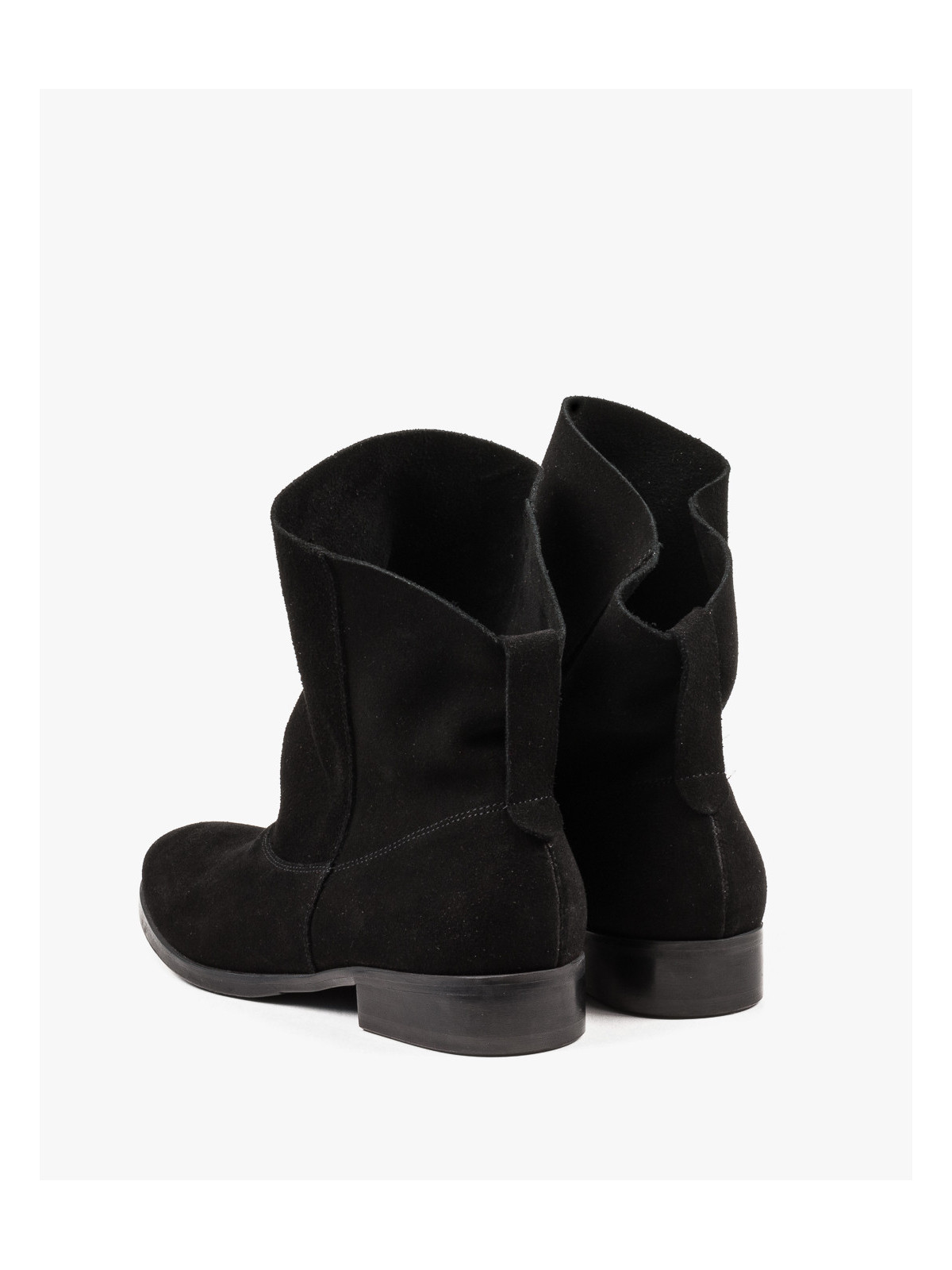 Czarne botki damskie skórzane