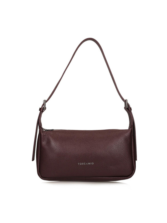 Bordowa torebka damska ze skóry naturalnej