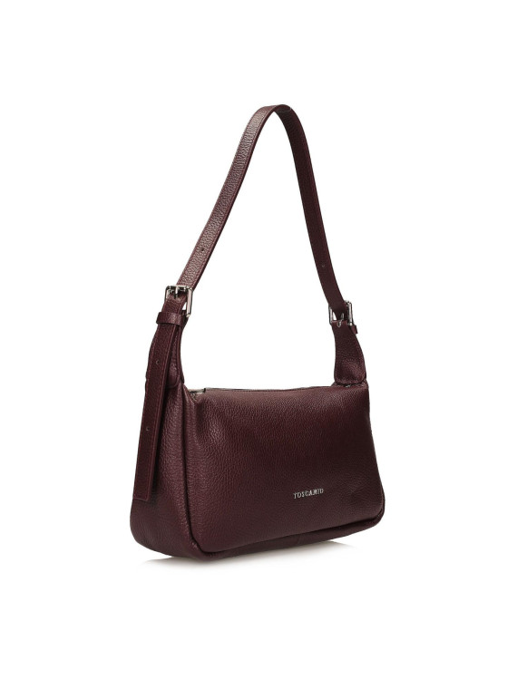 Bordowa torebka damska ze skóry naturalnej