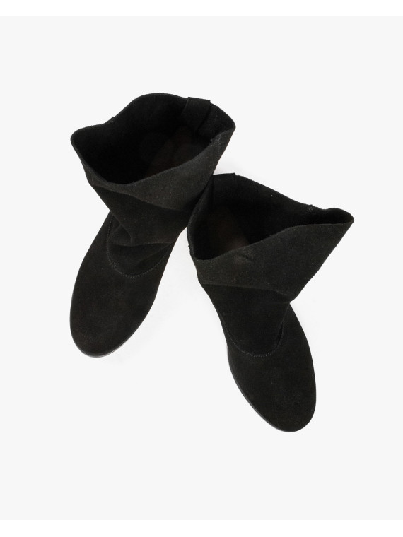 Czarne botki damskie skórzane