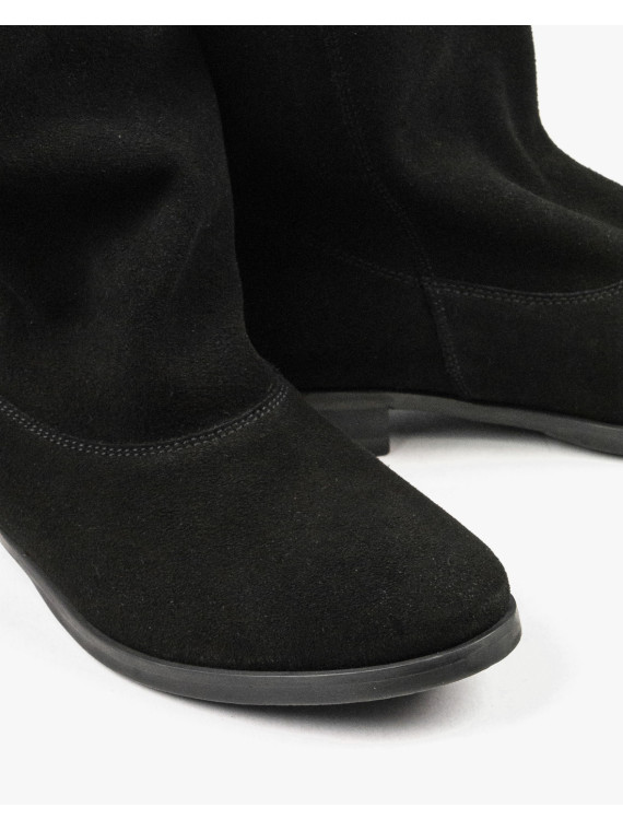 Czarne botki damskie skórzane