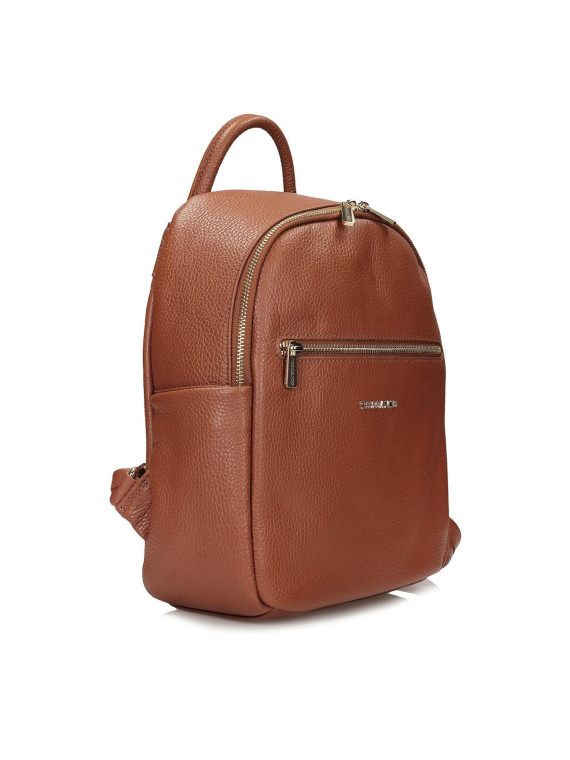 Rudy plecak damski ze skóry naturalnej