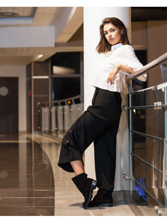 Czarne botki damskie skórzane