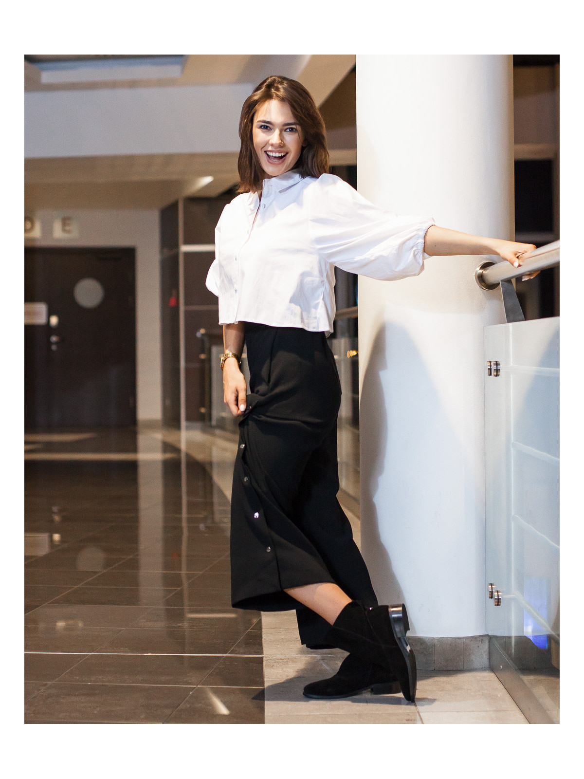 Czarne botki damskie skórzane