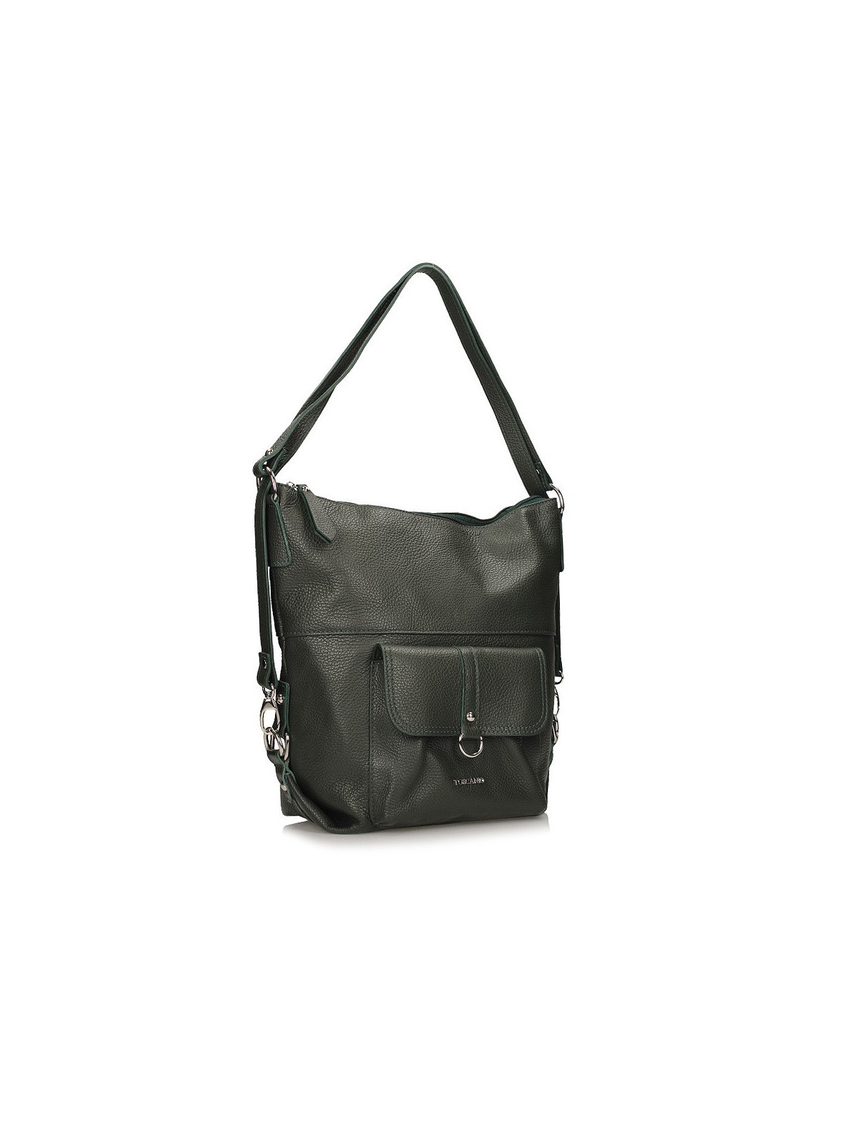 Zielona torebka ze skóry naturalnej