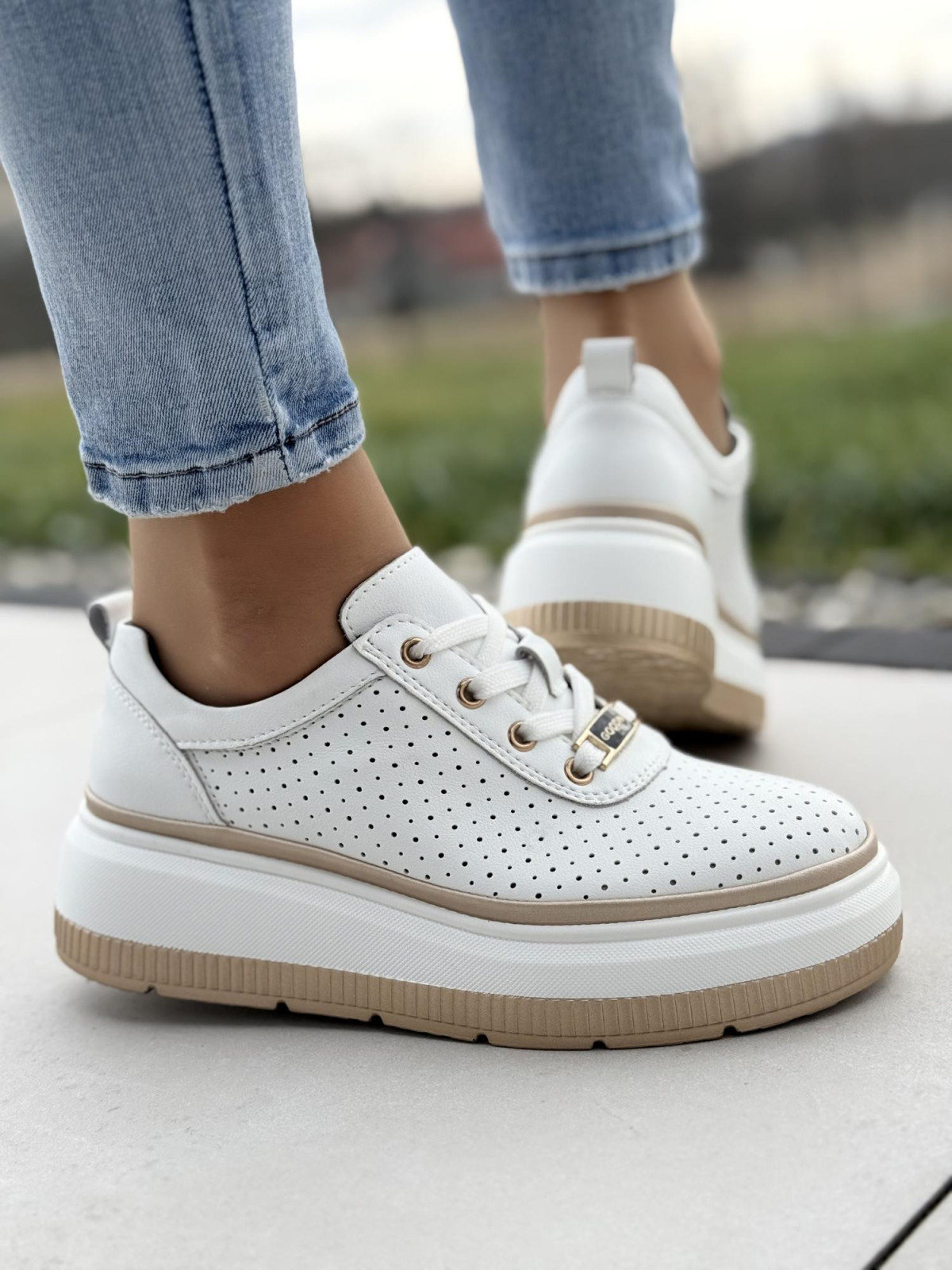 Sneakersy damskie ze skóry naturalnej