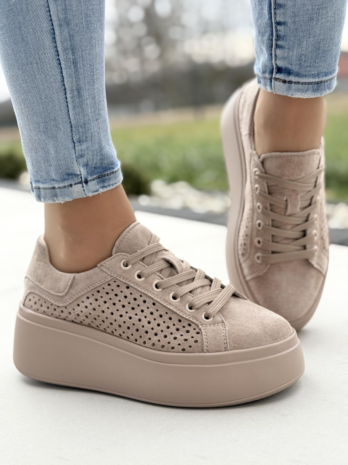 Sneakersy ze skóry naturalnej