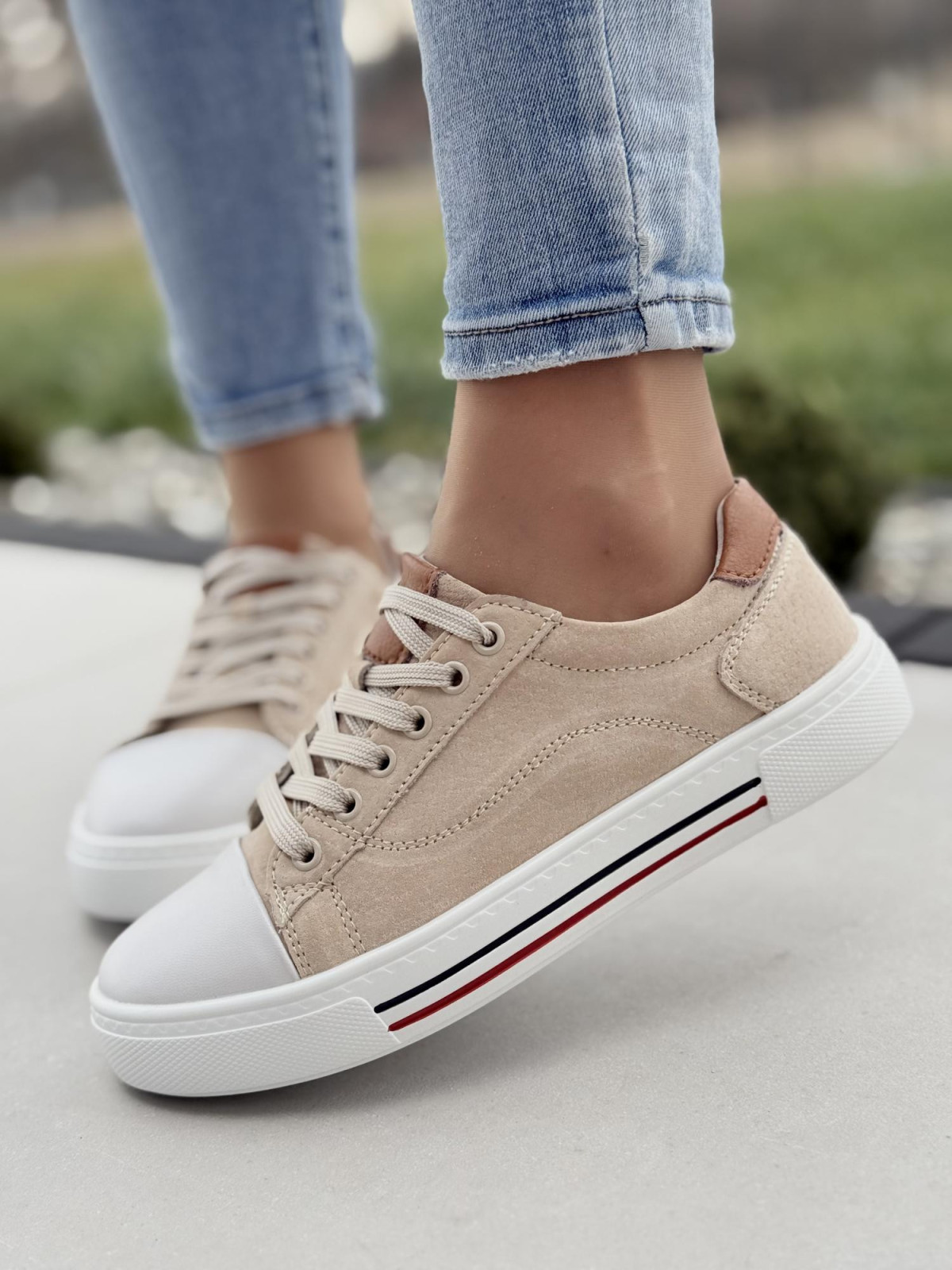 Sneakersy damskie ze skóry naturalnej