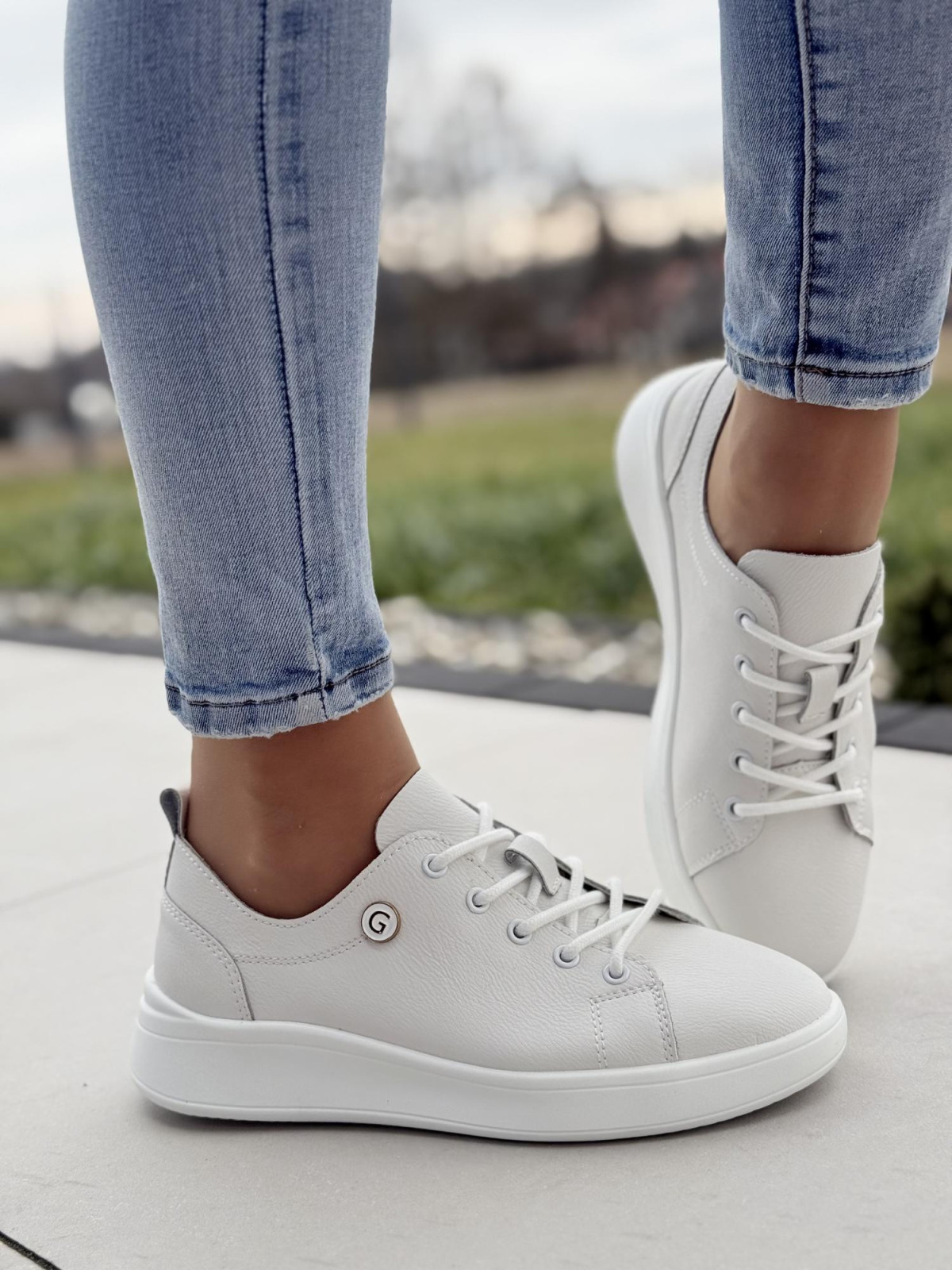 Sneakersy damskie ze skóry naturalnej