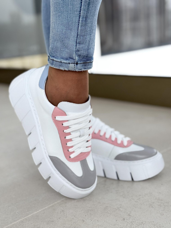 Multikolorowe sneakersy OLEKSY ze skóry naturalnej Polskiej produkcji