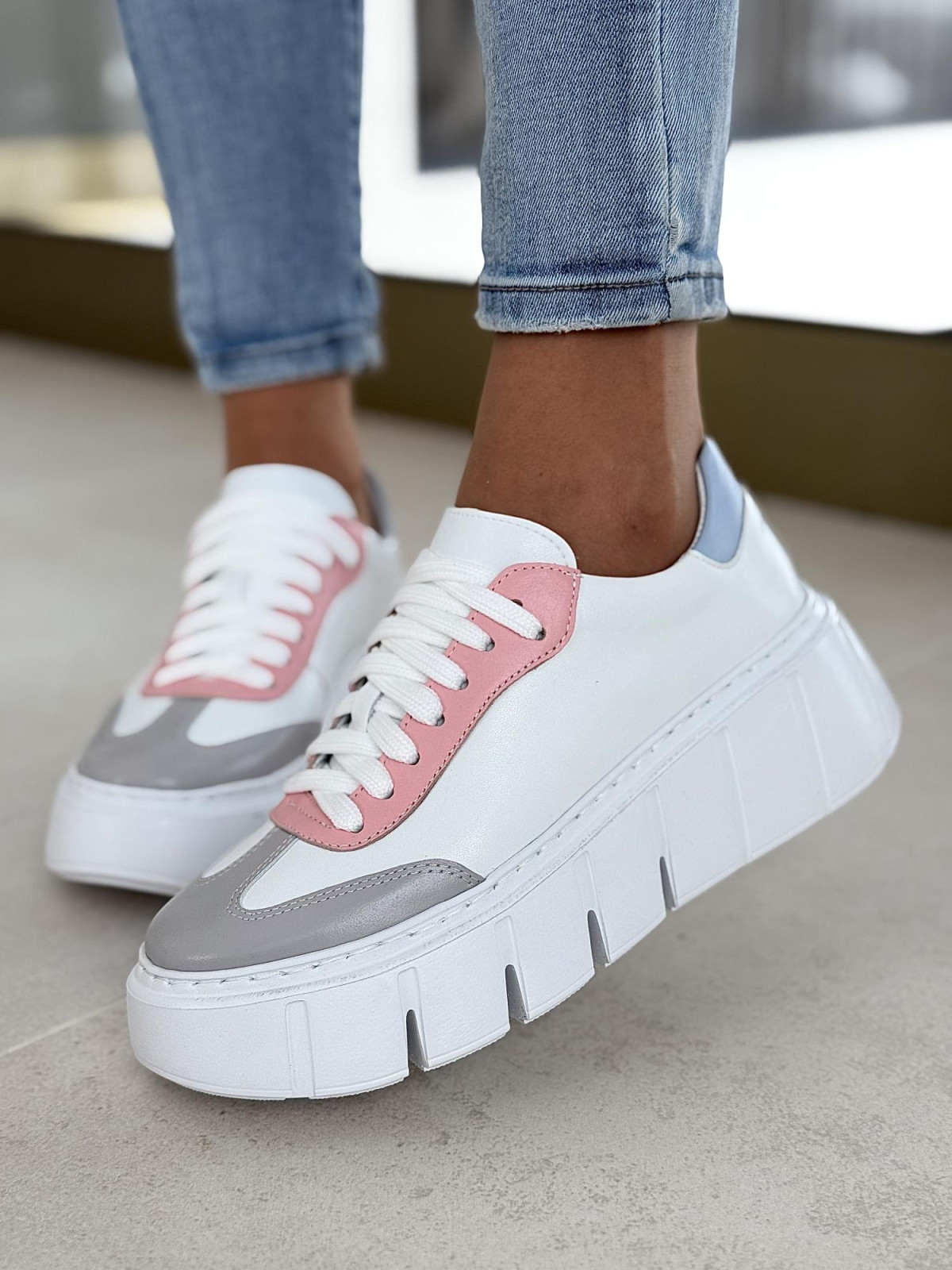 Multikolorowe sneakersy OLEKSY ze skóry naturalnej Polskiej produkcji