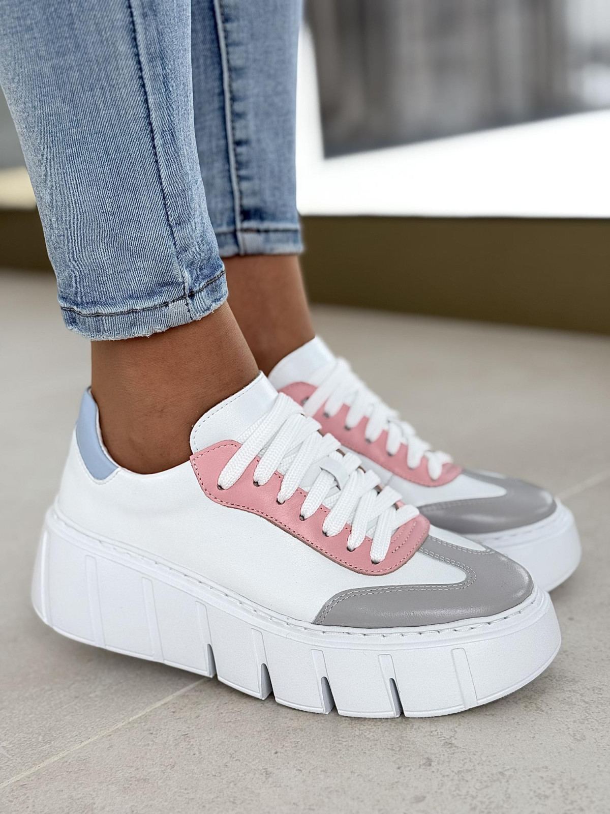 Multikolorowe sneakersy OLEKSY ze skóry naturalnej Polskiej produkcji