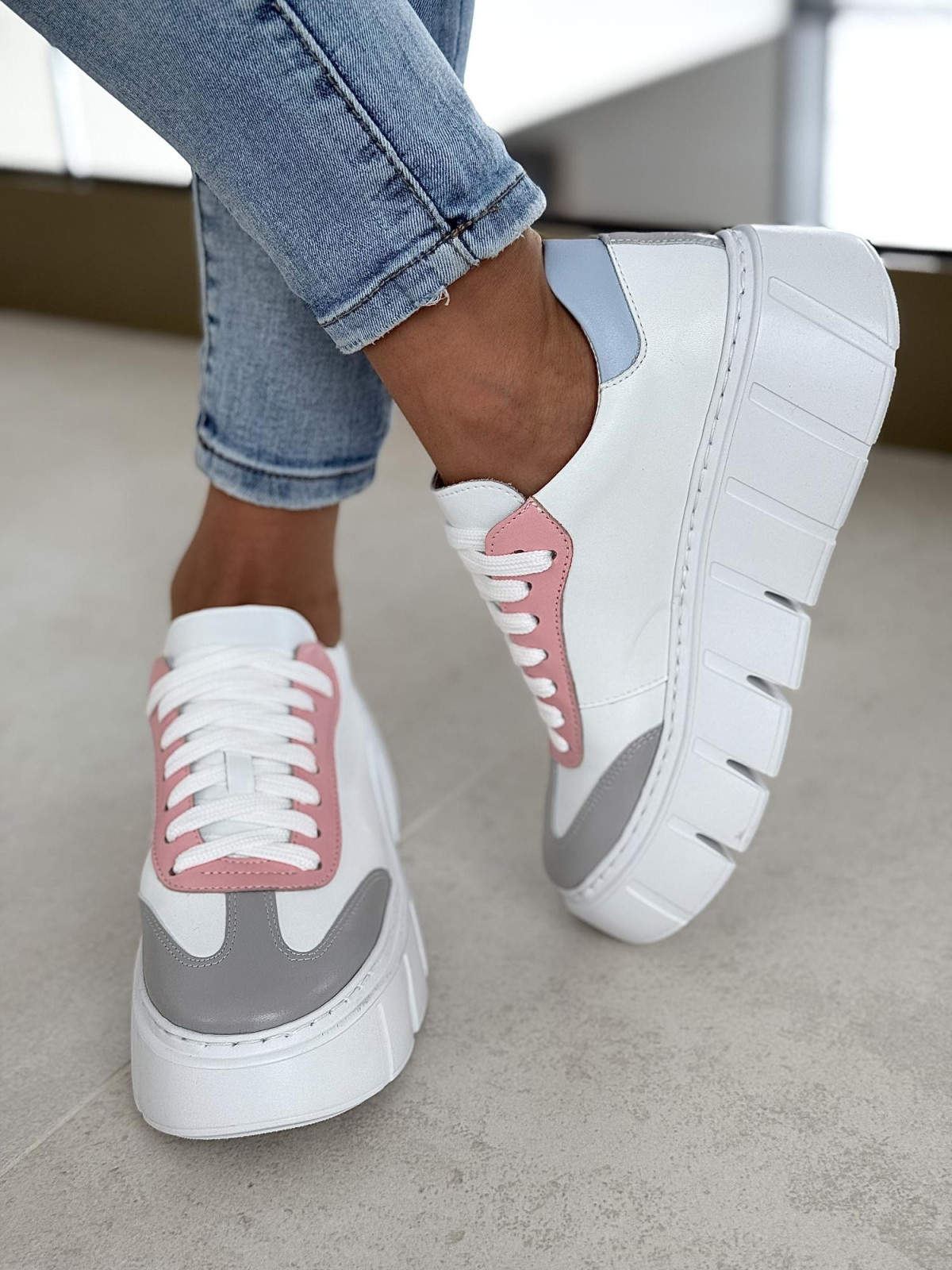 Multikolorowe sneakersy OLEKSY ze skóry naturalnej Polskiej produkcji