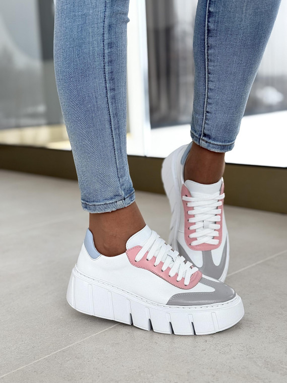 Multikolorowe sneakersy OLEKSY ze skóry naturalnej Polskiej produkcji