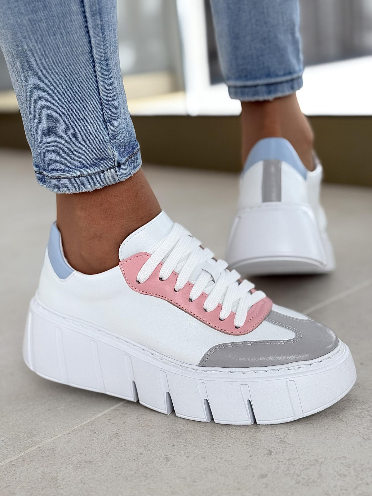 Multikolorowe sneakersy OLEKSY ze skóry naturalnej Polskiej produkcji