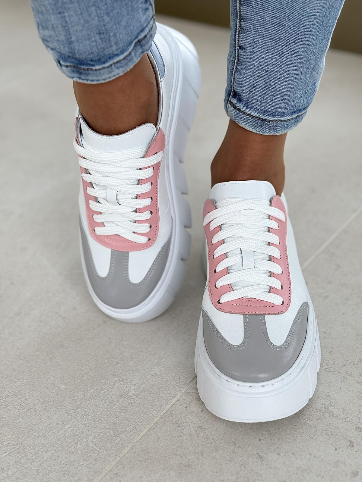 Multikolorowe sneakersy OLEKSY ze skóry naturalnej Polskiej produkcji