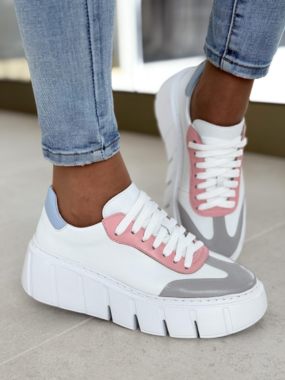 Multikolorowe sneakersy OLEKSY ze skóry naturalnej Polskiej produkcji