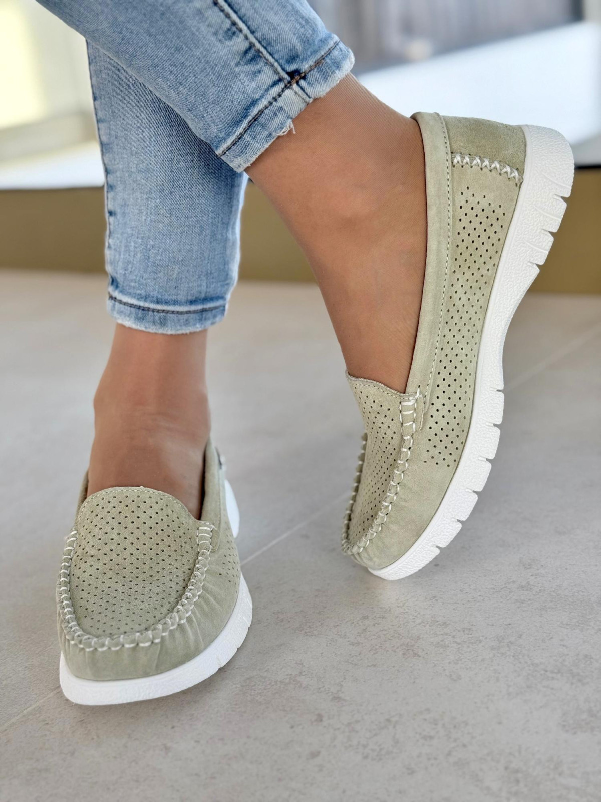 Mokasyny damskie ze skóry naturalnej