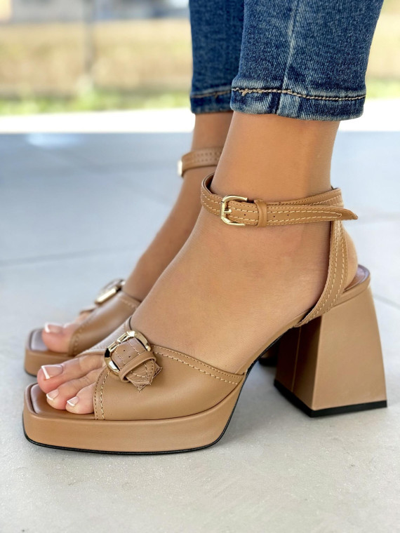 Sandały damskie skórzane na wygodnej platformie polskiej produkcji